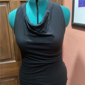 Satva Nirvana Organics Black Cotton Sleeveless Cowl Neck Top